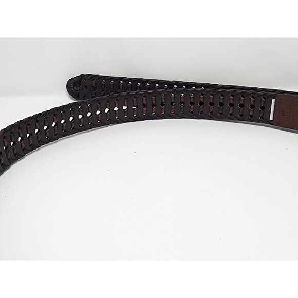 Mens Columbia Fully Adjustable Braided Casual Leather Belt 44 Cognac Brown Woven - Picture 12 of 15